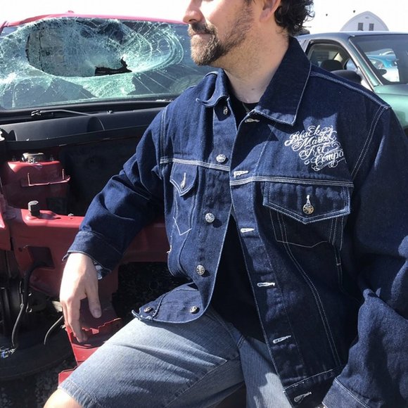 Store Close Mid Of Nov!!Black Market Art Company Eagle Denim Jacket - Picture 3 of 8